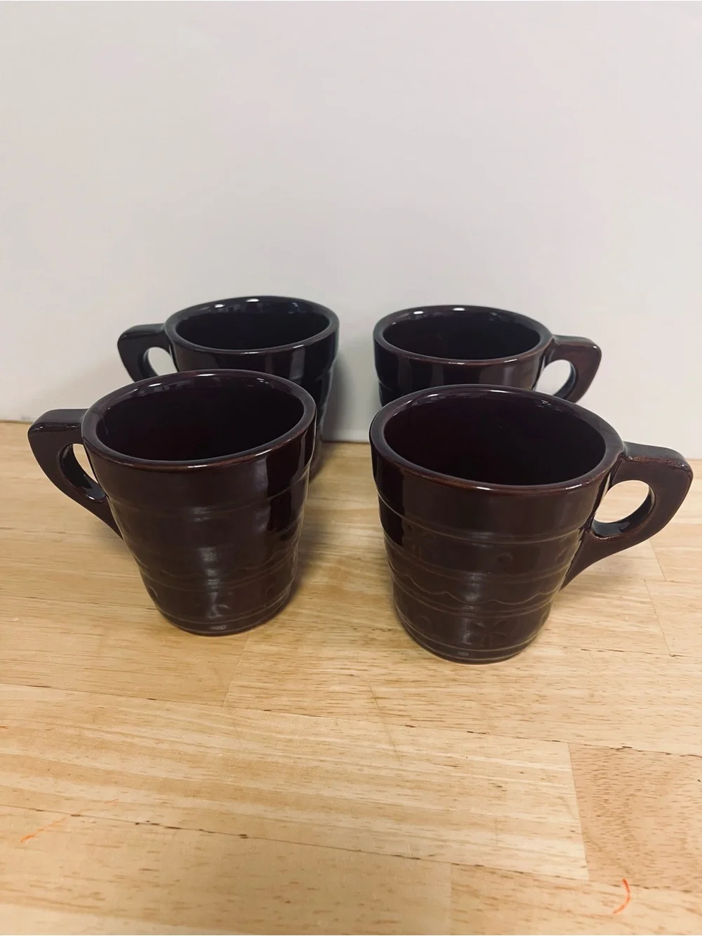 MARCREST Daisy and Dot Brown Stoneware Coffee Mugs Set of 4 MCM VTG